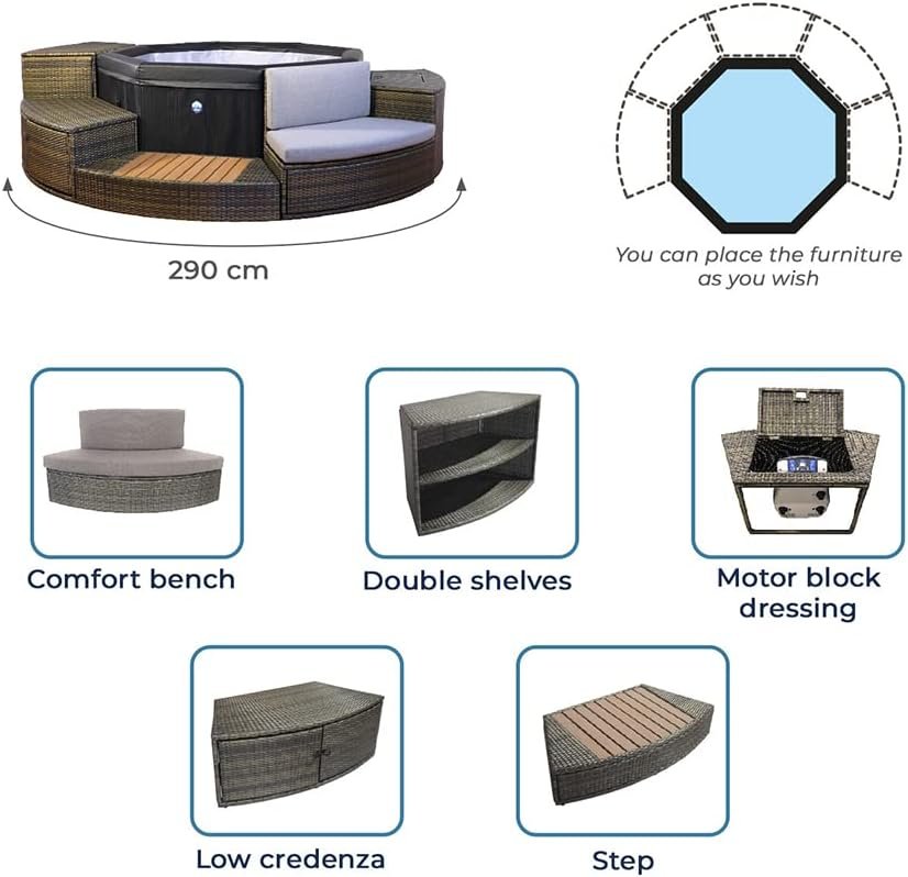 NETSPA SP-OCT165/MOB2 NetSpa Octopus – Semirrígido + Muebles – 4 a 6 plazas - Imagen 4